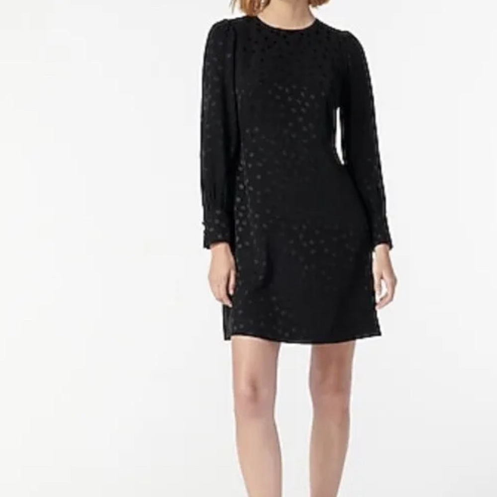 J.Crew AR644 NWT Size 6 Classy Solid Black Shift Dress in Dot Floral Jacquard